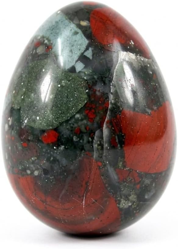 Natural Bloodstone Egg 2 Inch – Hand Carved Healing Crystal Egg for Energy, Chakra Balancing, Reiki, Meditation & Home Décor – Polished Gemstone Egg