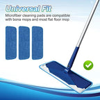 3 Pack Microfiber Mop Pads Replacement for Wet/Dry Mop Floor Cleaning Reusable Mop Pads Refills for Spray Floor Mops Compatible with Bona Floor Care System and Any Microfiber Flat Spray Mop