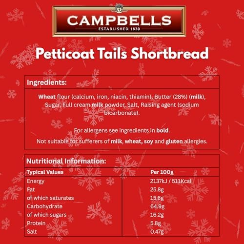 Campbells Shortbread Petticoat Tails Christmas Tin 4.1 Oz (115g) - Santa Family Tin, Pure Butter Scottish Shortbread Christmas Cookies from Scotland, British Holiday Biscuits & Scottish Treats Gift