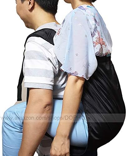 Double Layer Patient Lift Sling Carrier One-Person Transferring Belt for Carrying Up and Down Stairs to Bed,Wheelchair,Chair,Car,Vehicle for Elderly,Handicapped,Disabled,Bedridden (Black, Large)