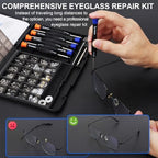 STREBITO Glasses Repair Kit, All-in-One Eyeglass Repair Kit with 16 Sizes of Screws, 12 Pairs of Nose Pads & Tweezer, Precision Screwdriver Set for Glasses, Sunglasses, Watches & Small Electronics