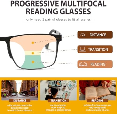 Progressive Multifocus Reading Glasses Anti Blue Light Photochromic/Bifocal Reading Glasses for men UV Protection