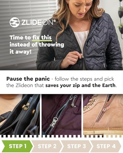 Zlideon Zipper Repair Kit for Narrow Zippers - 1pcs, Silver (L/5) | Instant Zipper Pull Replacement Slider for Dresses, Bedding, Hoodies, Light Jackets, Sportswear | Easy to Install | Made in Germany
