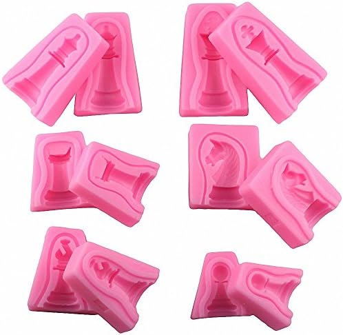 MoldFun 3D Chess Piece Silicone Mold for Chocolate, Candy, Fondant, Cake Decorating, Soap, Candle, Wax Melt, Plaster, Resin (Set of 12, King, Rook, Queen, Pawn, Knight, Bishop Included)