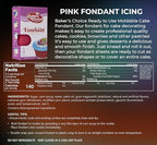 Bakers Choice Pink Fondant Icing - 4 oz, Ready to Use Cake Decorating Frosting Easy Roll, Moldable, Kosher, Dairy Free, and Nut Free For Cakes Cupcakes Cookies By Bakers