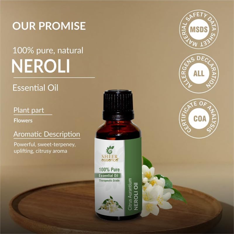Neroli Oil 15 ML (0.51 Fl.OZ) | 100% Pure Natural Undiluted Uncut Therapeutic Grade Citrus Aurantium Essential Oil