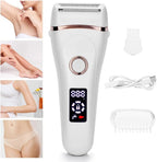 Electric Lady Shaver Bikini Trimmer, Wet & Dry Rechargeable Cordless Painless Electric Razor for Women, LED Display Razor for Legs Underarms (White)