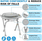 Medhelp Folding Shower Chair for Inside Shower, Stainless Steel Foldable Shower Stool, 400lbs Portable Folding Shower Seat for Travel, Anti-Slip Small Shower Chair for Elderly Disabled Injured, Gray