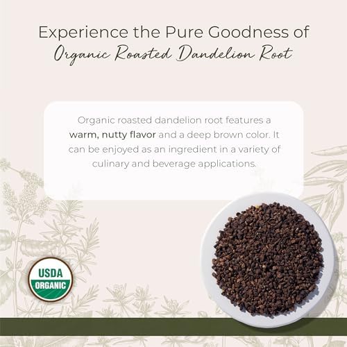 Starwest Botanicals Organic Roasted Dandelion Root - Loose Leaf Herbal Tea, Cut & Sifted, Certified Kosher, Non-GMO, Caffeine-Free - Bulk 1 lb Bag