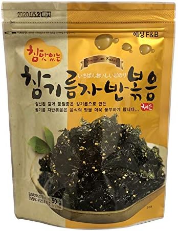Korean Premium Roasted and Sea Salted Seasoned Seaweed Laver Snack 50g (Pack of 2)