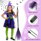 Ipetboom 2pcs Halloween Witches Broom Halloween Costume Broomstick Props Dress Up for Cosplay Party, Purple, 35.43 Inches