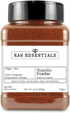 Raw Essentials Guajillo Chile Powder – Mild Heat & Tangy Flavor – Ground Mexican Chili for Pozole, Salsas, Enchiladas & Marinades – Non-GMO, Gluten-Free, Vegan – 9 oz Bottle