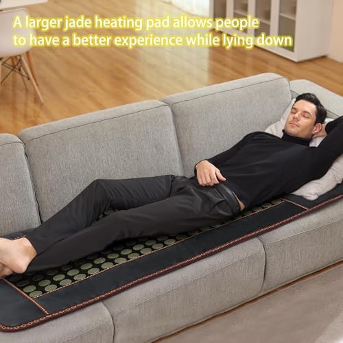 Far Infrared Heating Pad, Natural Jade and 2 Different Tourmaline Heating Pad, Electric Heating Pads for Back Neck Shoulders and Abdomen, Auto Shut Off Function (72" X 24")