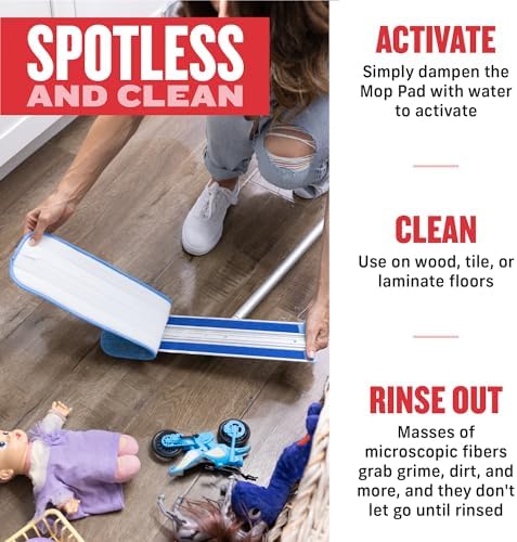 E-Cloth Deep Clean Microfiber Mop - Reusable Mop Pad for Home Cleaning, Hard Floors, Wood, Tile, or Laminate, Machine Washable, Use Wet for Cleaning or Dry for Dusting, No Refills or Spray Needed