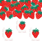 60 PCS Edible Strawberry Cupcake Toppers Wafer Paper Sweet Berry Cupcake Picks Edible Strawberry Cupcake Decorations for Baby Shower Wedding Birthday Party Cake Food Decorations Supplies