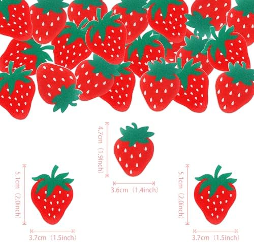 60 PCS Edible Strawberry Cupcake Toppers Wafer Paper Sweet Berry Cupcake Picks Edible Strawberry Cupcake Decorations for Baby Shower Wedding Birthday Party Cake Food Decorations Supplies
