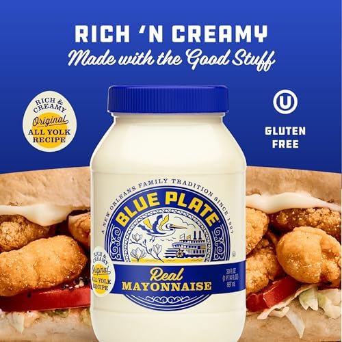 Blue Plate Real Mayonnaise, Homestyle Mayo For Chicken Salad to Deviled Eggs, 30 Fl Oz Jar (Pack of 1)