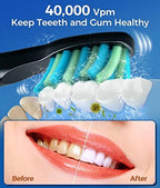 TEETHEORY Electric Toothbrush for Adults with 8 𝐁𝐫𝐮𝐬𝐡 𝐇𝐞𝐚𝐝𝐬, Sonic Electric Toothbrush with 40000 VPM Deep Clean 5 Modes, Rechargeable Toothbrushes Fast Charge 4 Hours Last 30 Days