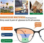 Progressive Multifocal Reading Glasses Women Cat Eye No Line Multifocus Transition Blue Light Reader Lady Metal Frame