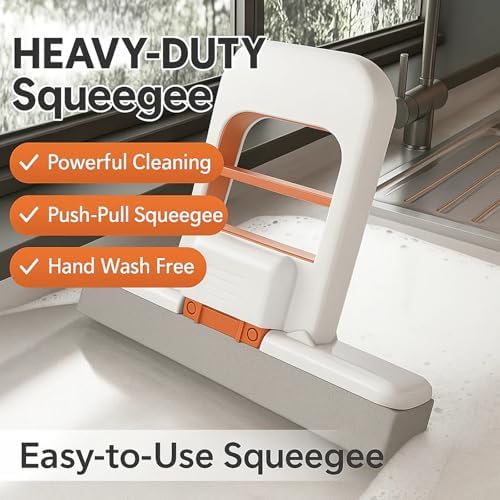 Mini Mop, 2025 New Upgrade Mini Portable Self-Squeezing Mop, Mini Mops for Small Spaces, Wet and Dry Use Cleaning System Small Mops for Bathroom Kitchens Desktop Glass (Orange + Sponge*2)