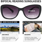 JM Women's Bifocal Reading Sunglasses, Vintage Reader Glasses UV Protection Outdoor Black +1.5