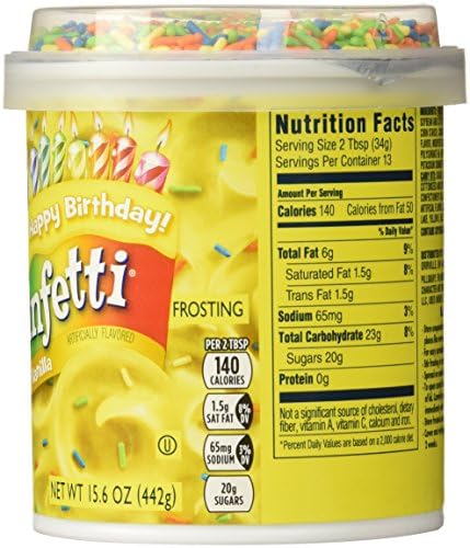 Pillsbury, Funfetti, Neon Yellow Vanilla Frosting, 15.6oz Tub (Pack of 3)