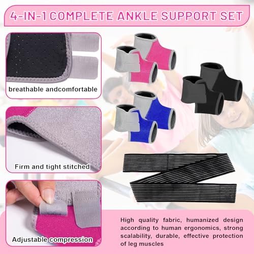 2 Pairs Kids Ankle Brace Set, Children Foot Support Stabilizer Wraps Protector Guard, Ankle Support Elastic Kids Compression Socks, for Plantar Fasciitis, Swelling, Injury Recovery