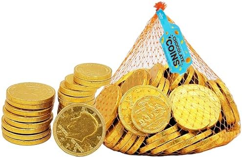 Milk Chocolate Coins, 2-Pack Large Mesh Bag contains 70 Half Dollar Coins, for ST. Patrick's Day Made with Premium Nut-Free Belgian Chocolate, Kosher Certified Dairy, Approx. 70 Chocolates Per Bag Total 140 Coins
