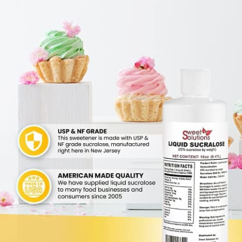 Concentrated Liquid Sucralose Sweetener, 25% Concentrated Sugar Alternative, 16 oz. Bulk for Drinks, Food, and Pastries, Zero Calories and No Carbs (1-Pack)