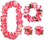 Yansanido 4 Pcs Pink Hawaiian Leis for Graduation Party, Dance Party, Photo Prop in Outdoors (Pink)