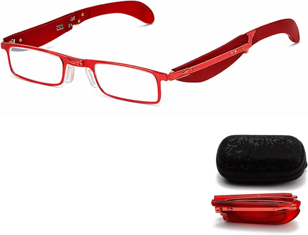Foldable Reading Glasses with Case, Portable Readers for Men Women, Compact Metal Frame Readers