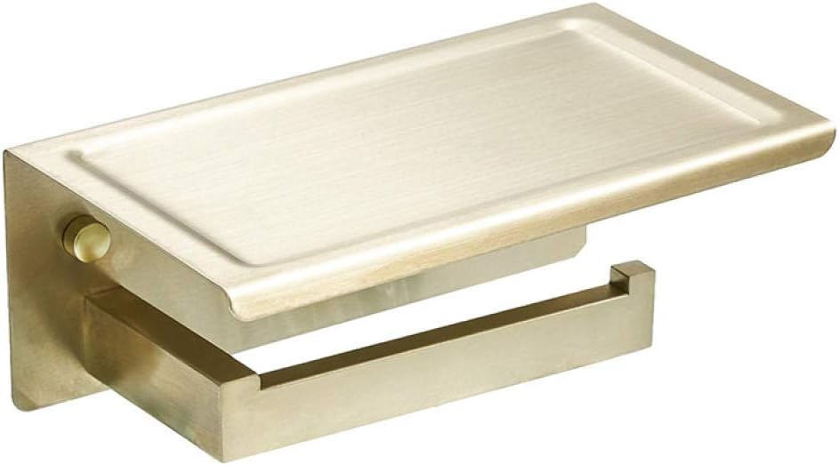 Toilet Paper Holder Roll Holder,Toilet Roll Holder with Phone Self,Stainless Steel Toilet Paper Holder,Bathroom Lavatory Paper Towel Dispenser/Brushed Finish Golden