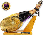 Iberico Ham Acorn-fed Bellota 100% Pure Breed (shoulder) Bone in from Spain - Jamon 100% Iberico de Bellota Pata Negra (Paleta Iberica) - Gluten Free (Ham stand & Knife included)
