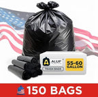 Aluf Plastics 55-60 Gallon Trash Bags Source Reduction Series Value High Density 22 Micron (equiv) Intended for Home, Office, Bathroom, Paper, Styrofoam (Pack of 150)