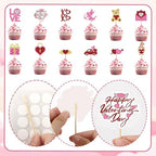48 Pcs Happy Valentine's Day Cupcake Toppers Glitter Heart Love Cupcake Toppers Valentines Day Birthday Party Decorations Picks for Kids Wedding Anniversary Baby Shower Party Supplies