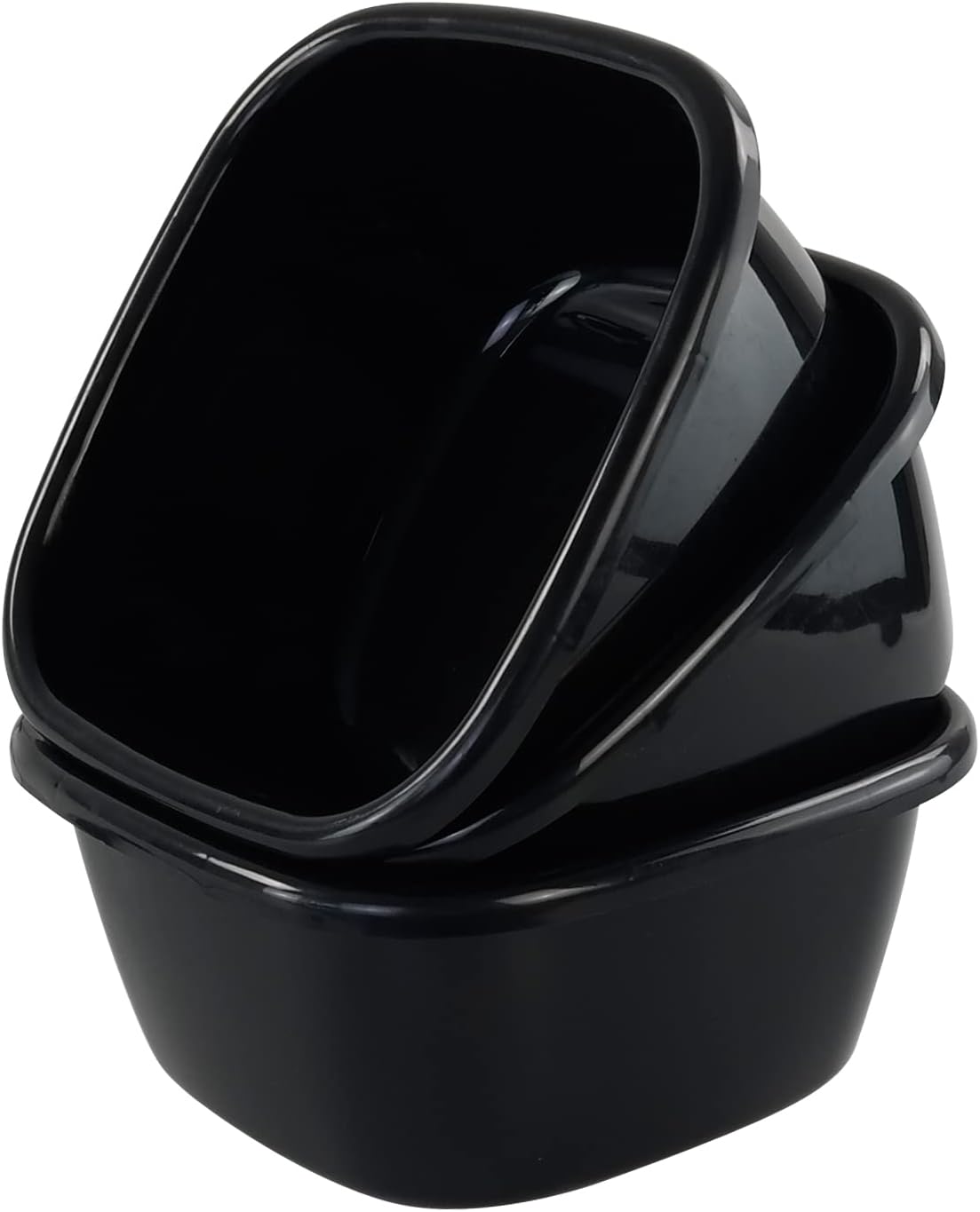 3-PACK 16 Quart Plastic Wash Basin/Dish Pan Tub, Black