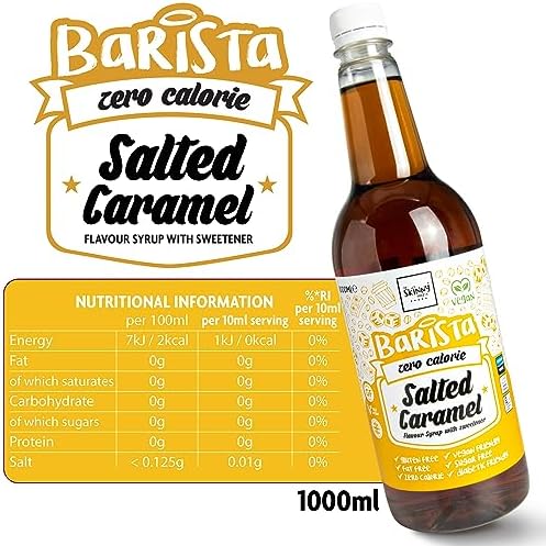 Skinny Food Co Salted Caramel Syrup Zero Calorie 35 Fl Oz - Sugar Free Coffee Syrups For Tea, Hot Chocolate, Fruit, Baking, Protein Drinks - Vegan-Friendly, Gluten-Free & Fat-Free - Syrups For Coffee Drinks