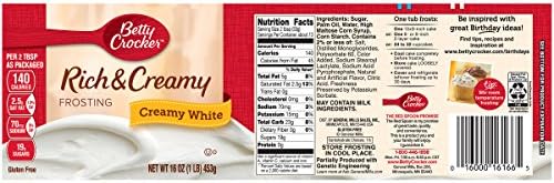 Betty Crocker Rich & Creamy Gluten Free Creamy White Frosting, 16 oz. (Pack of 8)