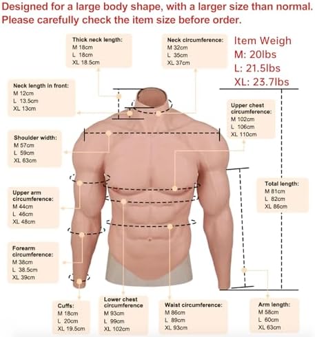 YIQI Silicone Muscle Suit with Arms Silicone Muscle Chest for Cosplay