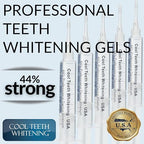Teeth Whitening Gel for Trays – Pro Strength 44% Carbamide Peroxide, 5 Syringes (50 Uses) + 2 Trays, Enamel Safe Teeth Whitener, Removes Coffee, Wine & Tobacco Stains, at-Home Pro Whitening Kit