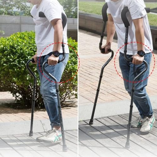 Adult Crutches for Travel or Work, Folding Underarm Crutches, Adjustable Armpit Crutches, Anodized Aluminum, Adult Height 61-75in, Dark Grey, 1 Pair