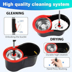 Spin Mop and Bucket with Wringer Set, 360° Spinning Mop Bucket System with 3 Microfiber Mop Replacement Heads Refills, Stainless Steel Extended Handle for Floor Cleaning Home Office