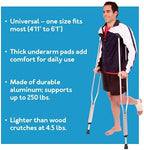 Carex Folding Aluminum Under Arm Crutches for Adults 4'11" to 6'1", 2 Lightweight Crutches Included, Universal for Walking, Walking Aid for Kids, Adults & Seniors, Includes Padded Underarm Cushions