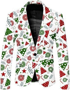 Men's Christmas Blazer Jacket One Button Sport Coat Christmas Party Holiday Jacket