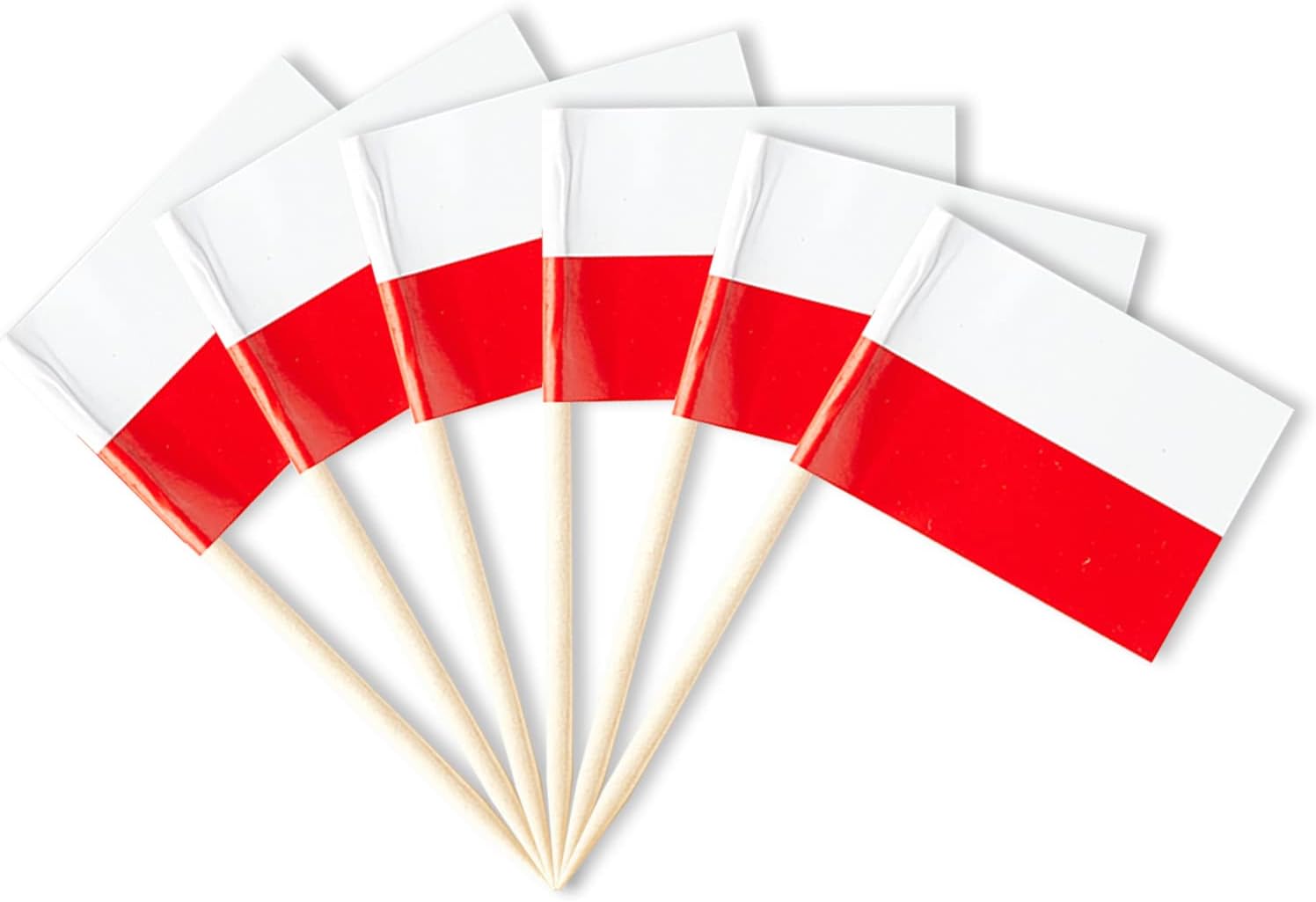 Poland Flag, 100 PCS Small Mini Polish Flag Toothpicks, National Holidays, Sports Events, Themed Party Decorations for Appetizers, Cupcakes, Cakes, and Food