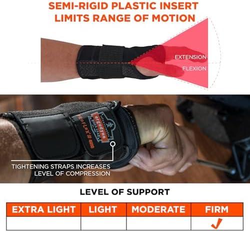 Ergodyne ProFlex 4010 Double-Strap Right Wrist Support, Black, Medium