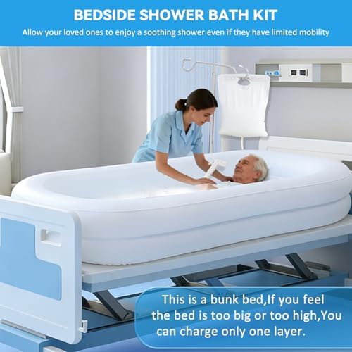 Bedside Shower Bath Kit,Inflatable Bed Bath,Medical grade PVC Bedside Shower Bathtub Kit,Bed Baths for the Disabled,Suitable for Disabled People, Elderly Pregnant Women, Etc (Double layer)