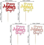 24 Pack Happy Mother's Day Cupcake Toppers with Glitter Hollow Heart Love Mother Best Mom Cupcake Food Picks Women Birthday Happy Mother's Day Theme Party Cake Decorations Supplies Colorful