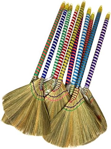 Choi Bong Co Vietnam Hand Made Straw Soft Broom with Colored Handle 12" Head Width, 40" Overall Length -1pc