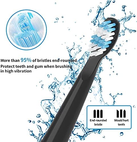 Replacement Toothbrush Heads Compatible with fairywill Electric Toothbrush, Model FW-507/FW-508/2011/959/917/551, D1/D3/D7/D8,W Shape Design Planted with Nylon Bristle (6 Pack - Black)